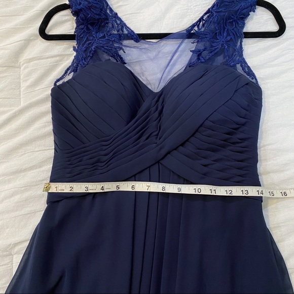 Morilee Madeline Gardner Chiffon Bridesmaid Dress Embroidered Gown Blue Size 8 - Picture 11 of 14